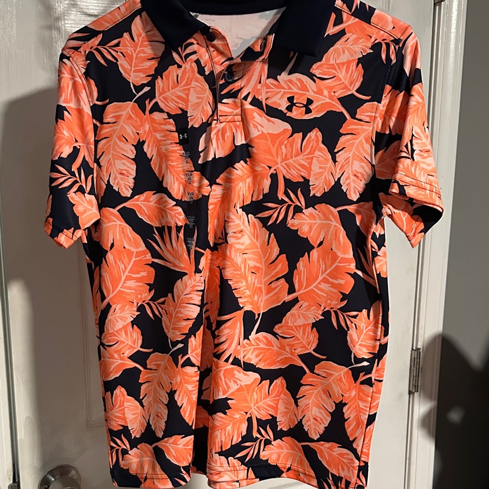 Under Armour Men's Polo with Orange Leaf Design